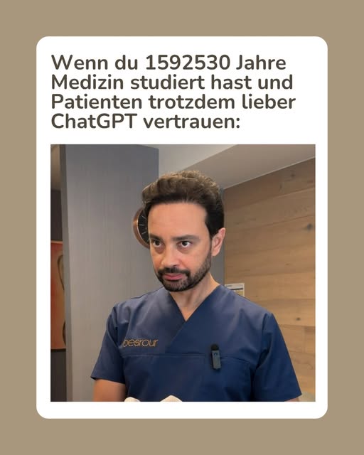 Passiert öfter, als man denkt. 🥲👀

#medizin #chatgpt #plastischechirurgie #frankfurt #besrour
