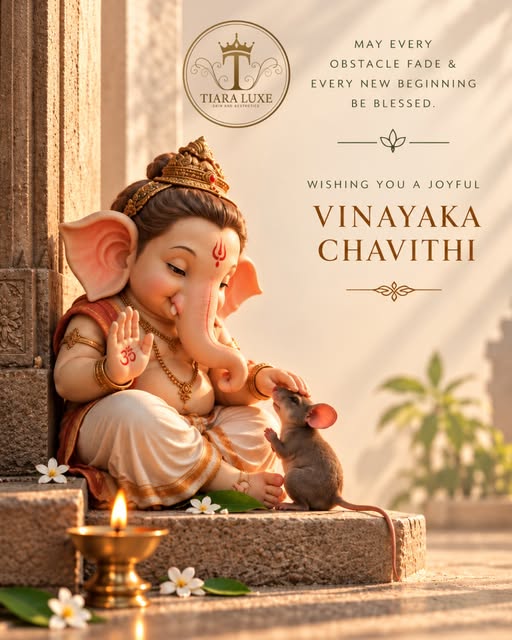 May Lord Ganesha bless you with wisdom, prosperity, happiness, and new beginnings. May every obstacl