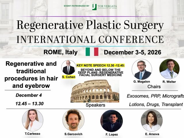 ✨ 4TH REGENERATIVE PLASTIC SURGERY INTERNATIONAL CONGRESS ✨
December 3-5, 2026 | Rome, Italy
📍 Gran