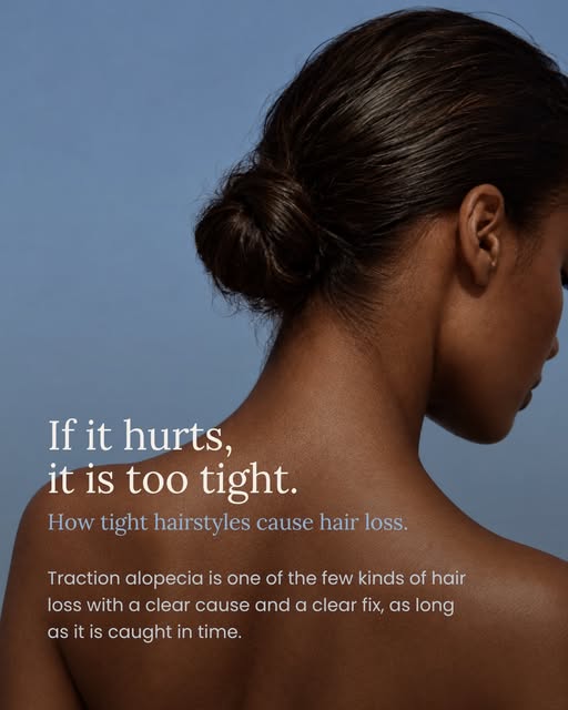 If it hurts, it’s too tight. 🤍

Tight buns, braids, ponytails and extensions can pull on your roots