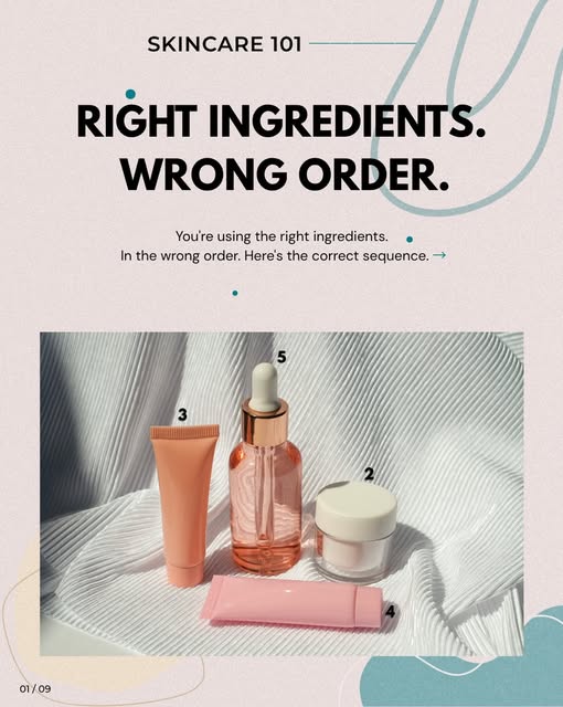 Your cleanser, Vitamin C, moisturiser, SPF —
all good ingredients.
But layered wrong? They cancel ea