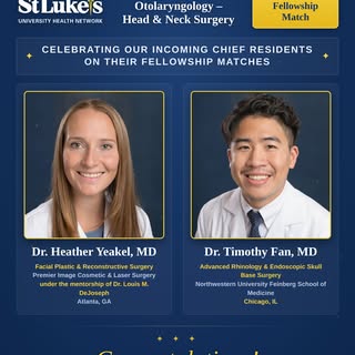 Please join us in congratulating our incoming chief residents, Dr. Heather Yeakel and Dr. Timothy Fa