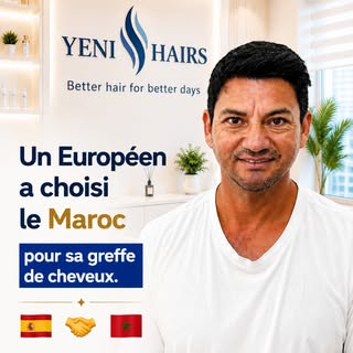 🇪🇸 Espagnol, il réside à Tanger. Il a fait 250 km jusqu'à Rabat pour sa greffe de cheveux.

Il pou