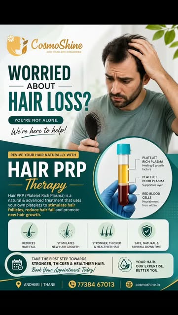 Worried about hair fall? 😟

Don’t ignore the signs of thinning hair. 💇‍♂️✨
Hair PRP Therapy uses y
