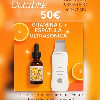 🌟RECUPERA TU PIEL y PREPARALA PARA EL OTOÑO 🍁. Combinamos ESPATULA ULTRASONICA + VITAMINA C. ✨Recu