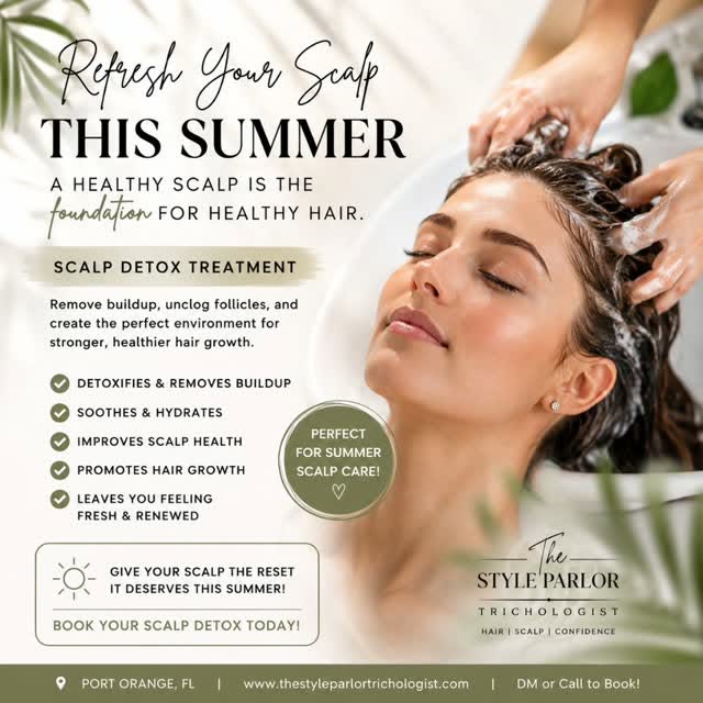 ☀️ SUMMER SCALP RESET! 🌿

Your scalp deserves a little love, too! Between heat, sweat, sunscreen, s