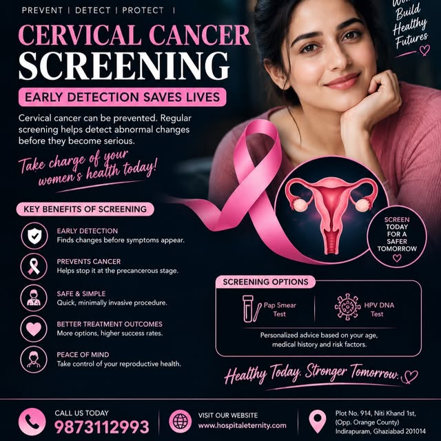 🎀 Cervical Cancer Screening – Early Detection Saves Lives

Cervical cancer is often preventable, an