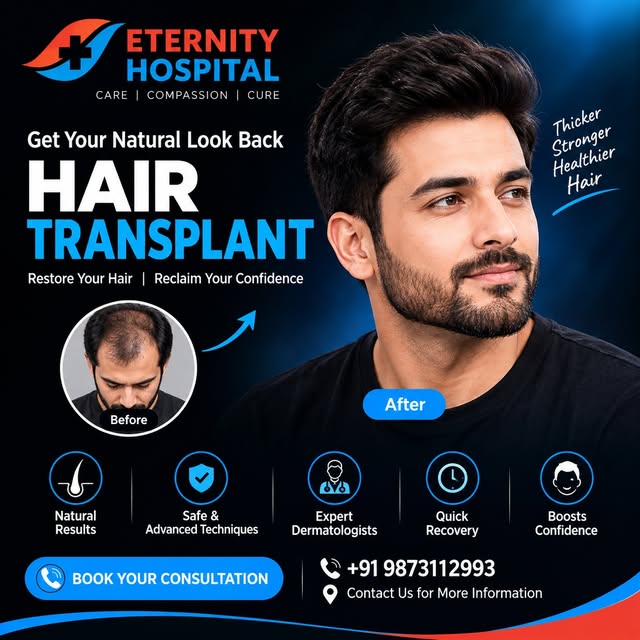 Hair Transplant – Social Media Post Caption

💇‍♂️ Get Your Natural Look Back! ✨

🌟 Struggling with