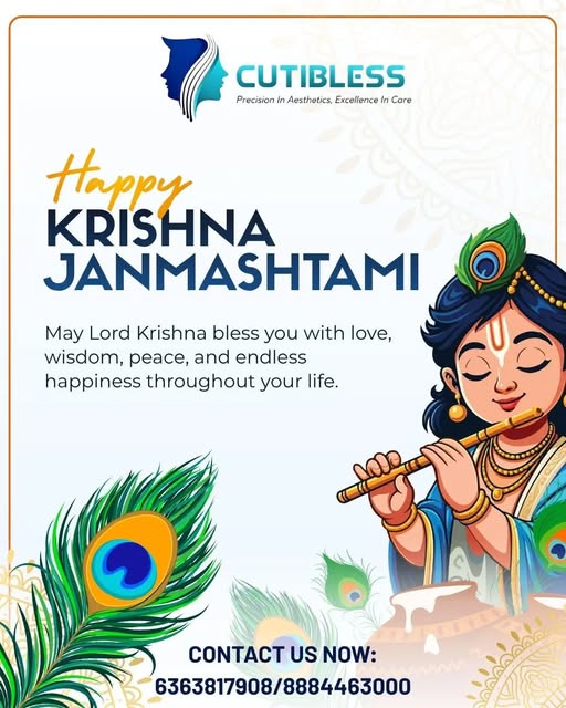 "Radhe Radhe! 🦚 Wishing you a Janmashtami filled with devotion, joy, and blessings from Lord Krishn