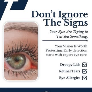Your eyes can be trying to tell you something. 👀

Droopy lids, retinal tears, and persistent eye al