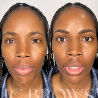 Before: brows with a downward shape
After: Microblading + Powder style and provided client with a li