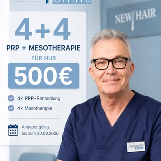 PRP + Mesotherapie Special

4× PRP + 4× Mesotherapie für nur 500 €.
Nur bis zum 30. September bei de