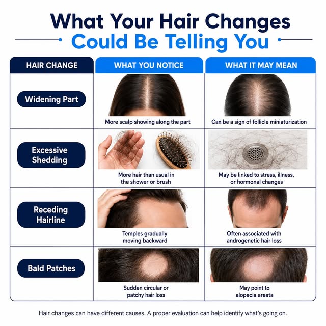 Hair changes can show up in different ways—and the pattern can provide important clues about what ma