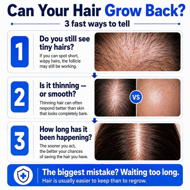 🤔 Can hair grow back? In many cases, it depends on what is still happening at the follicle level.

