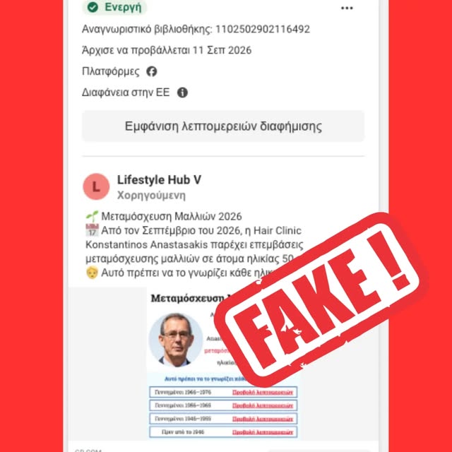 ⚠️ ΠΡΟΣΟΧΗ – ΜΗ ΕΞΟΥΣΙΟΔΟΤΗΜΕΝΗ ΔΙΑΦΗΜΙΣΗ
Από τις 11 Σεπτεμβρίου 2026 εμφανίζεται στο Facebook χορηγ