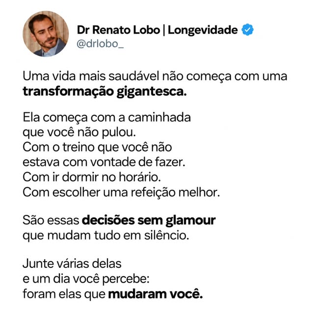 A gente costuma superestimar o que consegue mudar em uma semana e subestimar o que pequenas escolhas