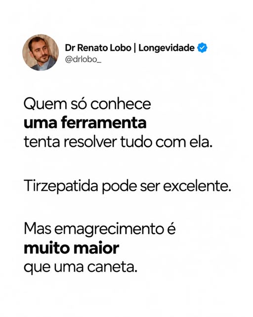 Tirzepatida pode ser uma ferramenta excelente. Em muitos casos, ajuda muito.

Mas emagrecimento não 