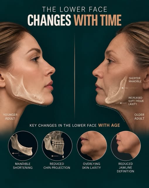 Your jawline doesn’t change with age simply because your skin becomes looser.

The lower face is sup