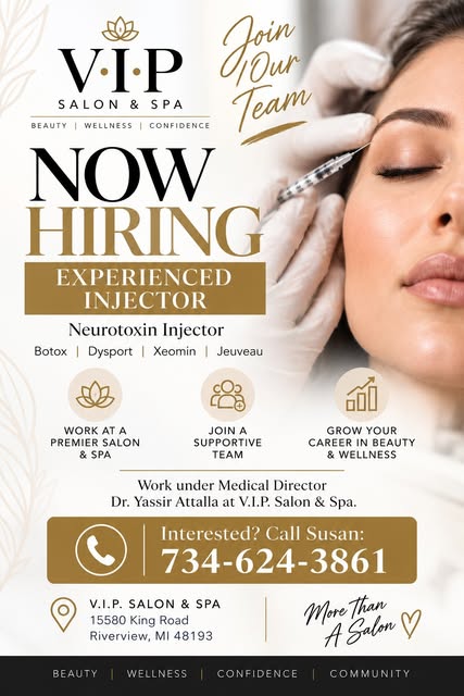 💉 We’re Hiring an Experienced Injector to work under the direction of Dr. Attalla at VIP Salon and 