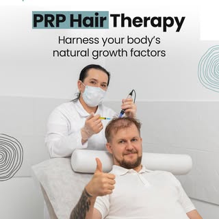 PRP therapy uses your body’s own platelets to stimulate hair follicles and improve hair thickness.

