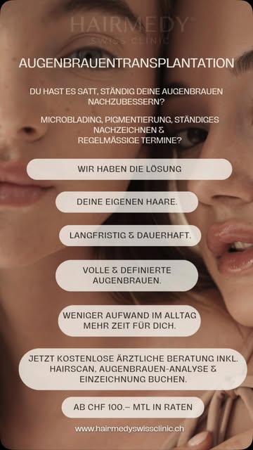 AUGENBRAUEN -TRANSPLANTATION | EYEBROW- TRANSPLANT 
• Kostenlose ärztliche Beratung inkl. HairScan b