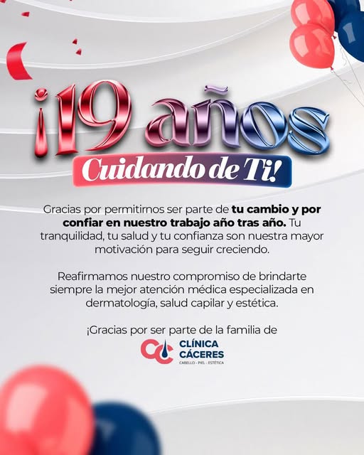 🎉 ¡19 AÑOS CUIDANDO DE TI! 🎉
Gracias por permitirnos ser parte de tu cambio y por confiar en nuest