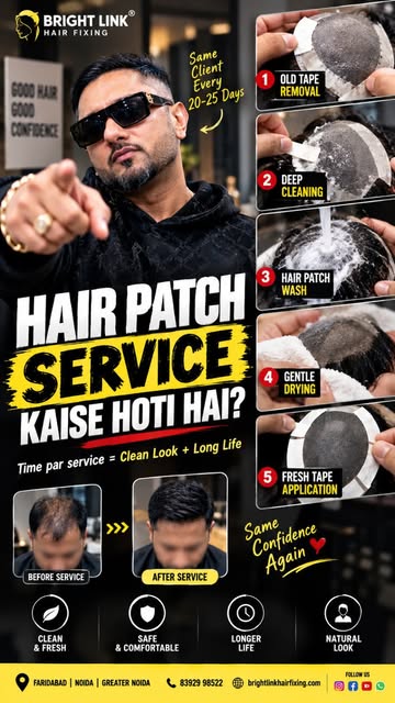Hair patch lagwana hi kaafi nahi, **time par service karana bhi zaroori hai.** ✨

Hamare regular cli