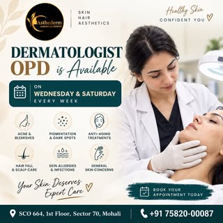 ✨ Dermatologist OPD Now Available at Asthederm!

Your skin and hair deserve expert care. 👩‍⚕️
Consu
