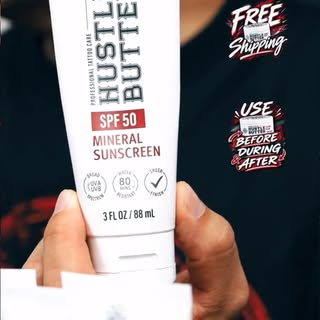 Protect your tattoos with @hustlebutterdeluxe SPF 50 Mineral Sunscreen… Leave that other chalky whit