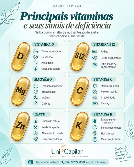 ✨ Seu corpo pode estar dando sinais.

Cansaço, queda de cabelo, fraqueza muscular, alterações na pel