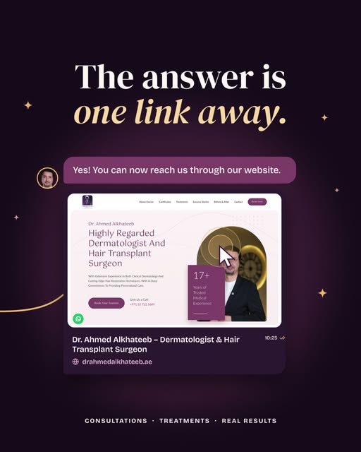 One question. One link. One step closer to your consultation. 🤍
drahmedalkhateeb.ae
Visit drahmedal