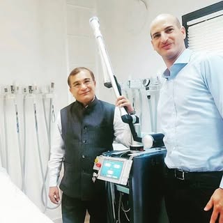 Dr. Girish Shah with Dr. Ohad at ALMA Lasers, Israel. 
Dr Girish Shah was invited to ALMA Lasers , I