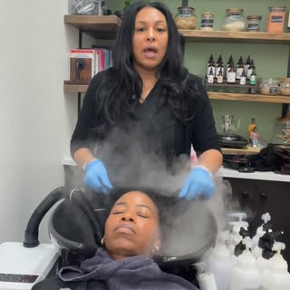 Part 2  A very important part of her service starts at the shampoo bowl.
3 shampoos for clarifying a