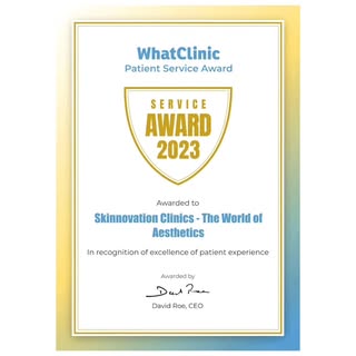 RG Aesthetics & Skinnovation Clinics is proud to have won the WhatClinic Patient Service Award for S