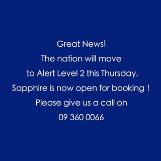 Great News! The PM just announced that this Thursday will
move to Level 2, Sapphire is open for book