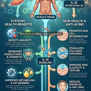 Strength training and exercise releases myokine IL 15 which repairs skin and boosts collagen.🤗