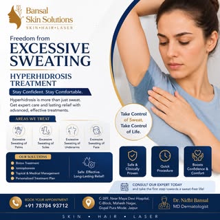 💧 Excessive Sweating? It Can Be Treated.

Hyperhidrosis Treatment at Bansal Skin Solutions helps ma