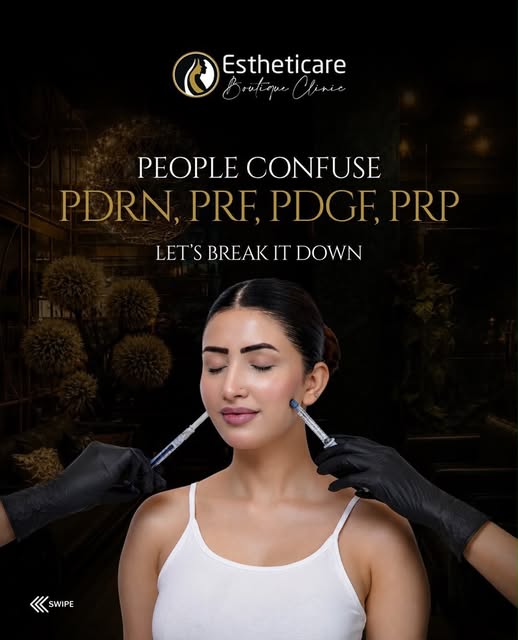 PDRN, PRF, PDGF, PRP  sound similar, but they’re not the same.

From skin repair to collagen support