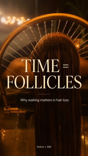 Time = follicles.

When it comes to hair loss, waiting can matter.

Not every shed means permanent l