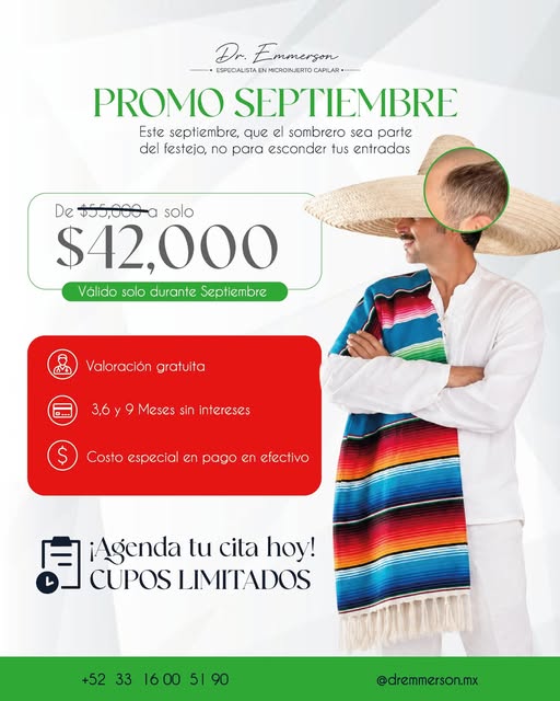 Este septiembre, que el sombrero sea parte del festejo, no para esconder tus entradas.🇲🇽
Si has no