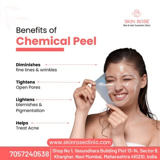 ✨💆‍♀️ Discover the Benefits of a Chemical Peel! 💆‍♀️✨

🌟 Diminishes fine lines & wrinkles
🌟 Tigh