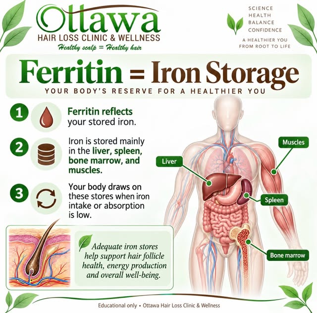 Ferritin is a blood marker that reflects your body’s stored iron. Iron supports oxygen transport, en