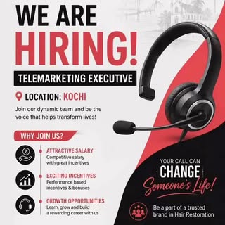 📞 We’re Hiring – Telemarketing Executive | Kochi

Looking for a career where your voice makes a rea