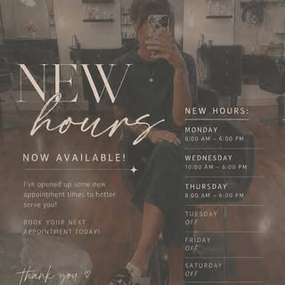 New hours, same cozy salon days 🤎 

I’ve opened up a few more appointment times and I’m excited to 