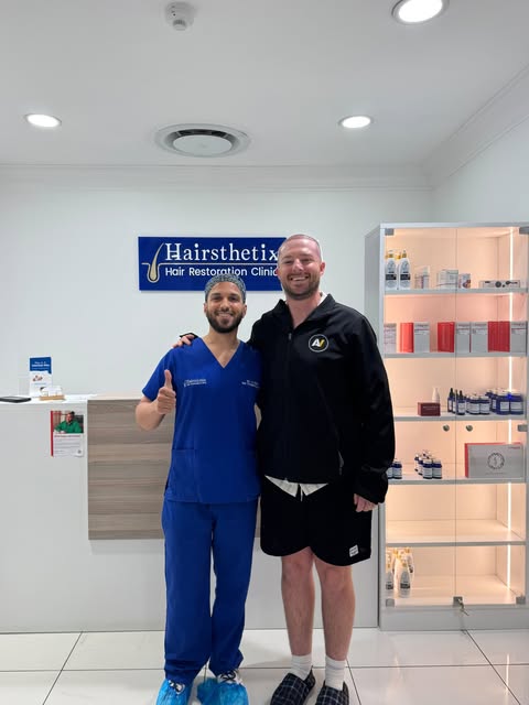 A successful hair transplant procedure with Dr. Dada and the Hairsthetix team — carefully restoring 