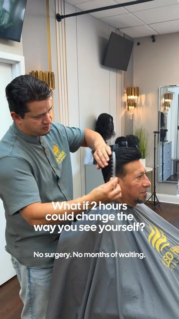 A natural-looking transformation in about 2 hours.

No surgery. Just a personalized Hair System, pro
