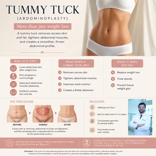 TUMMY TUCK (ABDOMINOPLASTY)
Considering a Tummy Tuck?

A tummy tuck (abdominoplasty) is designed to 