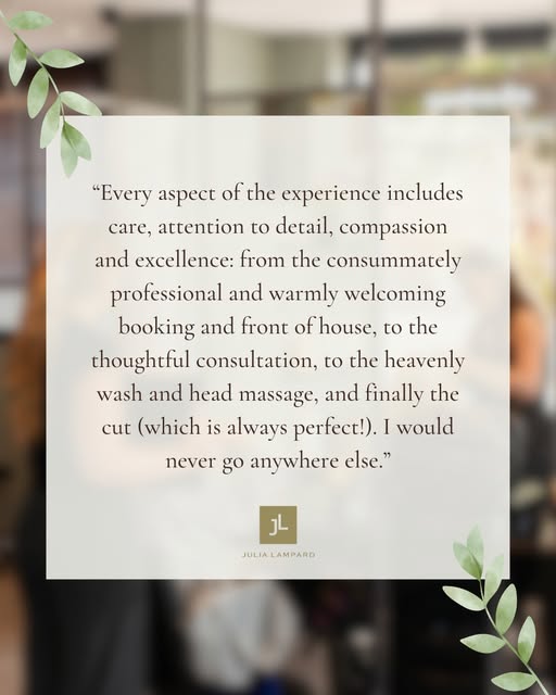 A review that captures the whole Julia Lampard experience 🙌

From the warm welcome and thoughtful c