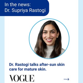 Dr. Supriya Rastogi is featured in @Vogue sharing expert insights on after-sun skincare for mature s