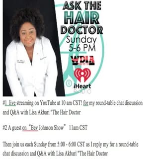 The Hair Doctor will be streaming live on March 8th from 10am-11am!  Be sure to tune in to her YouTu